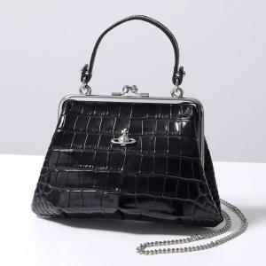 Vivienne Westwood ヴィヴィアンウエストウッド ハンドバッグ GRANNY FRAME PURSE 4B010007W L0098 レディース クロコ型押し がま口 鞄 N401/BLACK