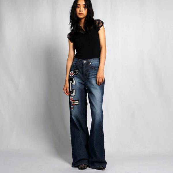 最新モデルショップ袋おまけ付 COOLA クーラ C-パッチワイドデニムパンツ　CQ-41063  ...