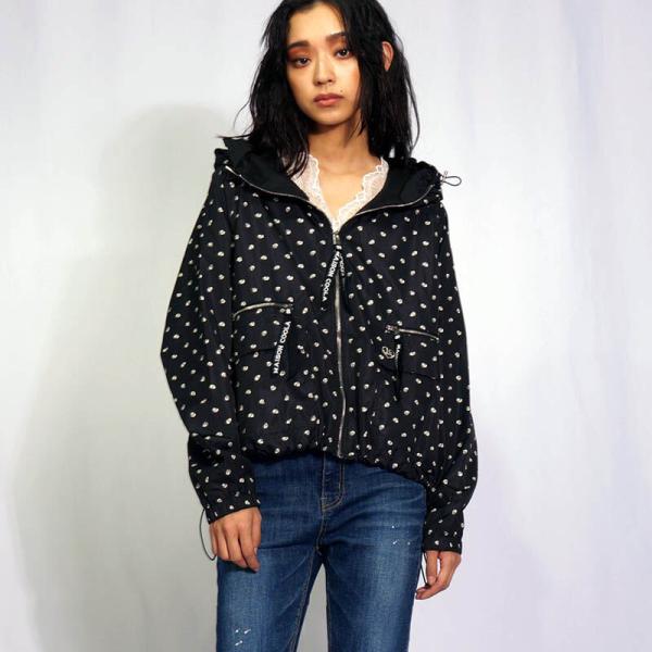 2023最新モデルショップ袋おまけ付 COOLA クーラ スカルドットドルマンジップブルゾン パーカ...