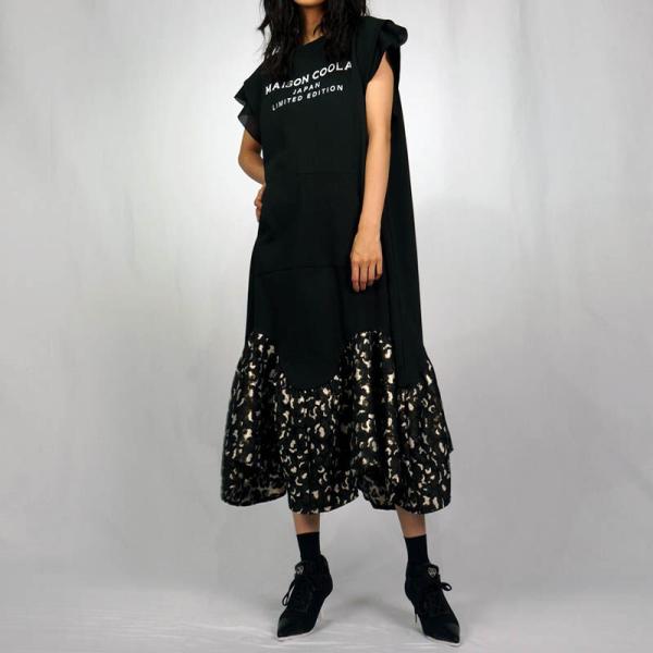 ショップ袋おまけ付 COOLA クーラ ラメレオパードヘムフリルロングワンピース　CQ-42016 ...