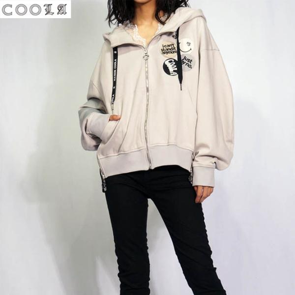 ショップ袋おまけ付 COOLA クーラ ボリュームスリーブビッグロゴジップフーディー　CQ-4202...
