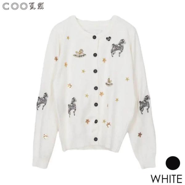 2023秋冬最新モデルショップ袋おまけ付 COOLA クーラ ポニーエンブロイダリーカーディガン　C...