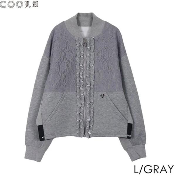 2023秋冬最新モデルショップ袋おまけ付 COOLA クーラ ダブルニットレース×フリルブルゾン　C...