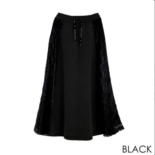 2023秋冬最新モデルショップ袋おまけ付 COOLA クーラ ダブルニットレースロングフレアスカート...