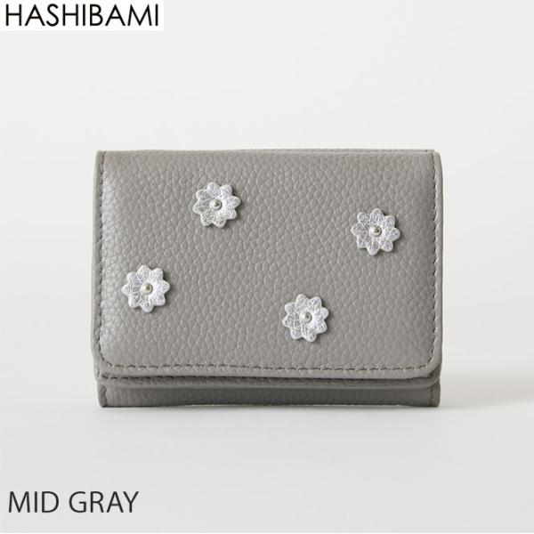 ショップ袋おまけ付 Hashibami ハシバミ  財布 スモールフラワー 3つ折り 三つ折り ミニ...