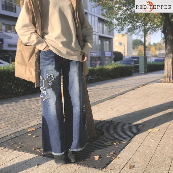 新作モデルショップ袋おまけ付 RED PEPPER レッドペッパー レディース スターワッペン ワイ...