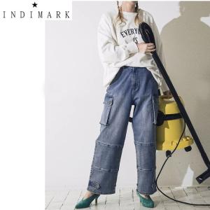 ショップ袋おまけ付 INDIMARK インディマーク 神デニム 2WAY　カーゴデニムパンツ ブリーチ　WJ089 レディース　※サイズ交換OK  正規品