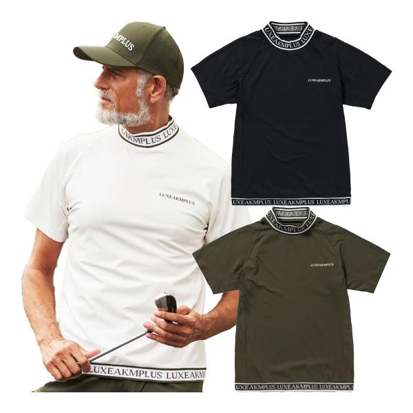 リュクスエイケイエムプラス 半袖 モックネックシャツ Tシャツ ゴルフ カラーロゴ メンズ LAT-...