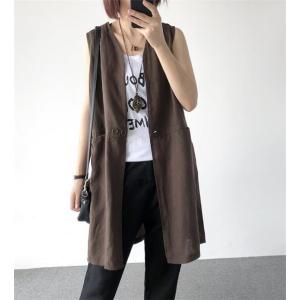 ベスト レディース  ジレ ジャケット 綿麻 アウター 春