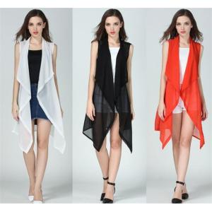 ジレベスト レディース シフォン 薄手 ロングジレ