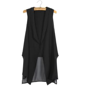 ジレベスト レディース カーディガン ロング シフォン