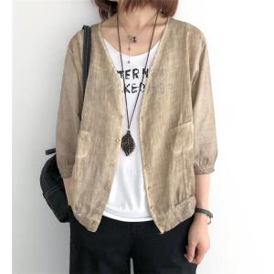 ノーカラージャケット レディース ヴィンテージ加工