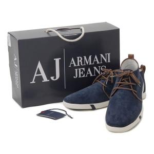アルマーニ ジーンズ ARMANI JEANS EU39/JP24 メンズ スエード カジュアル スニーカー 靴 チャッカ 654543-Q8 ネイビー