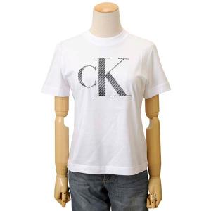 ヤフービッグボーナス カルバンクラインジーンズ CALVIN KLEIN JEANS Tシャツ レディース ホワイト J20J215605 0K6 ロゴTシャツ 半袖｜s-select
