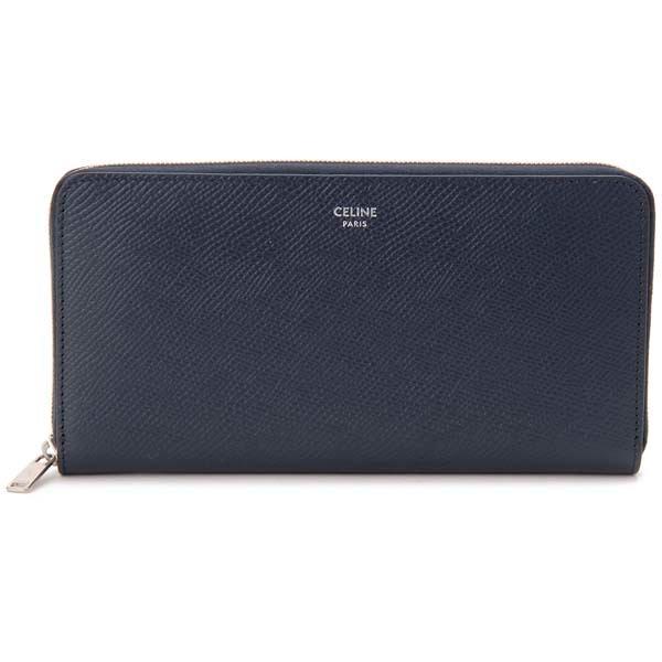 セリーヌ CELINE ラウンドファスナー長財布 ネイビー 10B55 3BEL 07OC カーフレ...