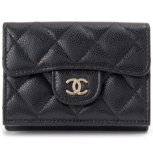 CHANEL シャネル 三つ折り財布 レディース AP0230 B10583 C3906 スモールウォレット キャビアスキン｜s-select