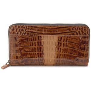 ワニ革 ラウンドファスナー長財布 カイマンワニ×牛革型押し 本革