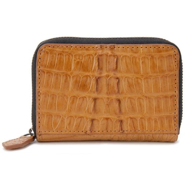 ワニ革 コインケース カイマンワニ×牛革型押し 本革 小銭入れ キャメル CJN0936PT CJN...