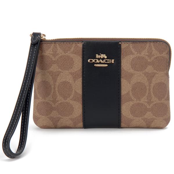 タイムセール コーチ COACH ポーチ タン CW854 IMQRX シグネチャー ストラップ付ポ...