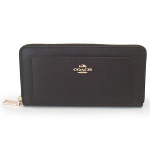 コーチ COACH ラウンドファスナー長財布 F52648 IMBLK クロスグレイン レザー ブラック