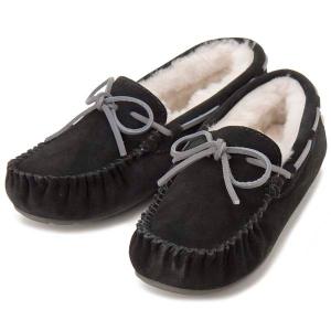 エミュ EMU ムートン モカシン シューズ レディース ダーク ブラック W10555 2020-2021年モデル エミュー スリッポン