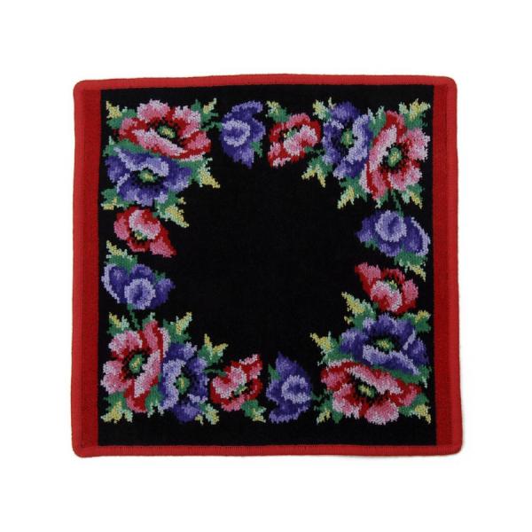フェイラー ハンカチ FEILER POPPIES BLACK ポピーズブラック 120 レッド 3...