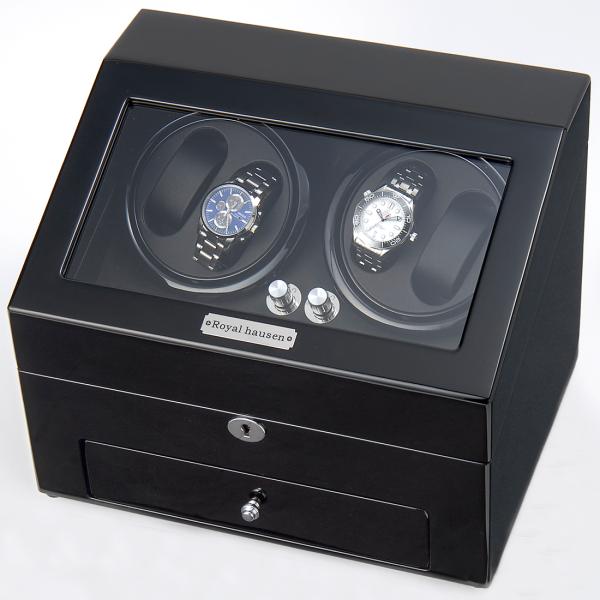 公式 Royal hausen ロイヤルハウゼン 時計収納ケース付き高級ワインダー 木製 4本巻6本...