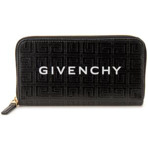 Givenchy 黒 レザー 長財布 ジバンシィ GIVENCHY 長財布 ブランドロゴ ジップウォレット
