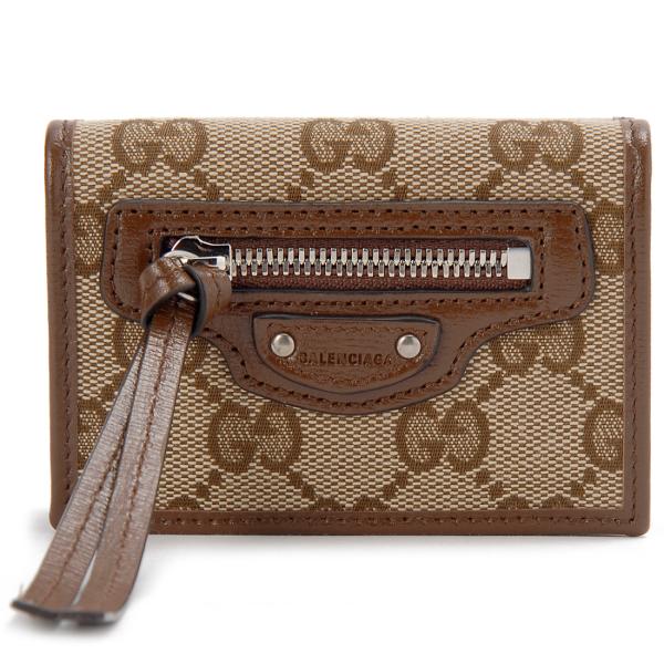 グッチ GUCCI BALENCIAGA バレンシアガ コラボ 三つ折り財布 レディース ブラウン ...