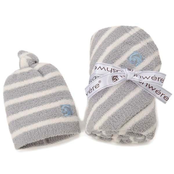 カシウェア kashwere ベビーブランケット キャップ BB-78-524-30 ボーダー グレ...