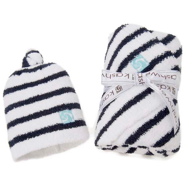 カシウェア kashwere ベビーブランケット キャップ BB-78-525-30 ボーダー ネイ...