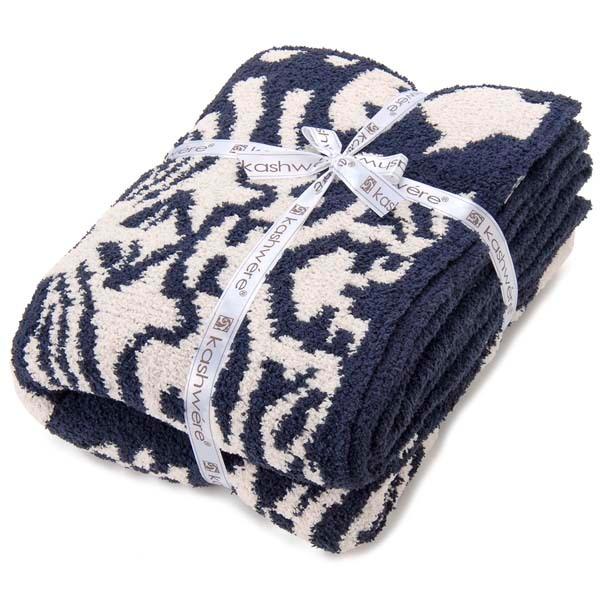 カシウェア kashwere ブランケット ダマスク柄 ネイビー×モルト THCH-DSK01-41...