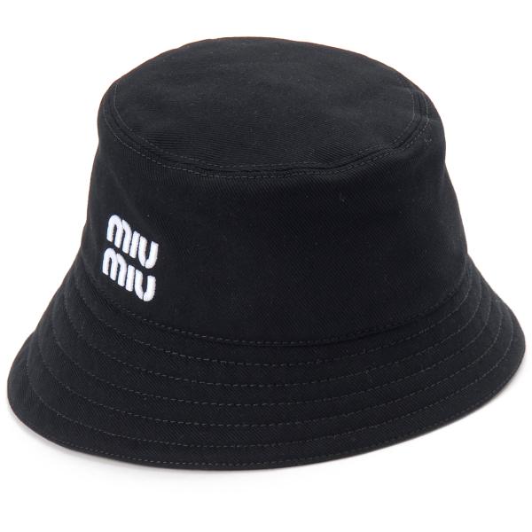 バレンタインセール miumiu ミュウミュウ バケットハット 帽子 レディース ブラック 5HC3...