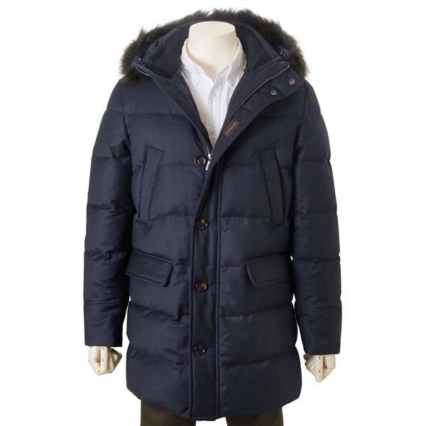 ムーレー MOORER ダウンジャケット メンズ ブルーグレー BARBIERI LL ウール×カシ...