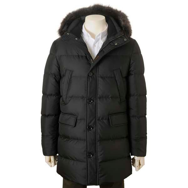 ムーレー MOORER ダウンジャケット メンズ ブラック 黒 BARBIERI WK1 リアルファ...