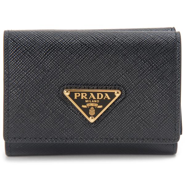 GW タイムセール PRADA プラダ 三つ折り財布 レディース ブラック 1MH042 QHH F...