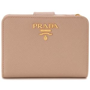 プラダ PRADA 二つ折り財布 ピンクベージュ 1ML018 QWA F0236 サフィアーノ コンパクト財布｜s-select
