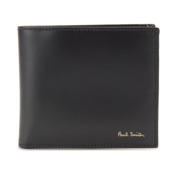 ポールスミス Paul Smith 二つ折り財布 M1A 4833 AMULTI79 レザー ブラッ...