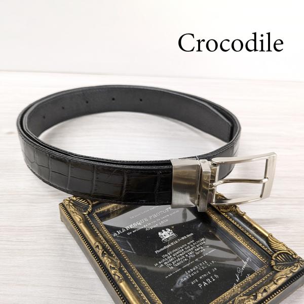只今決算セール 半額以下 クロコダイル ベルト メンズ 本革 本クロコダイル RODANIA ロダニ...