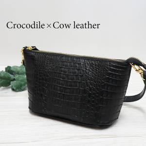 マットクロコダイル ポシェット ワニ革 ショルダーバッグ レディース