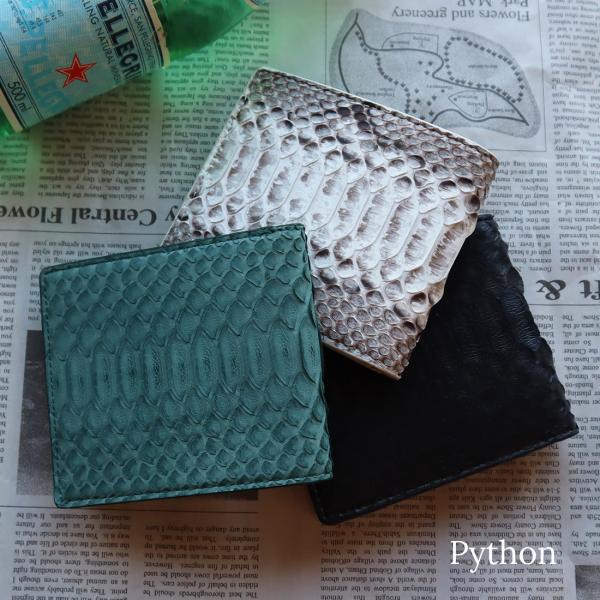 ダイヤモンドパイソン 二つ折り財布 メンズ ヘビ 一枚革贅沢仕立て 本革 開運 金運 財運 縁起 財...