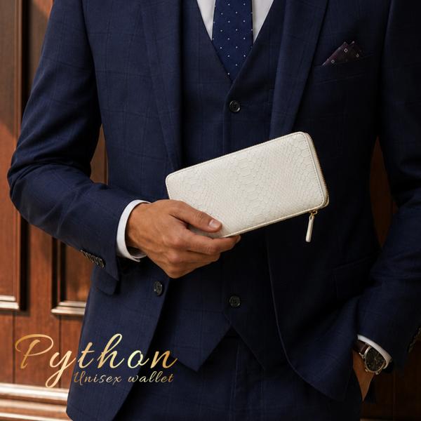 パイソン ラウンドファスナー 長財布 メンズ レディース 白蛇 ホワイト ヘビ革 開運 金運 財運 ...