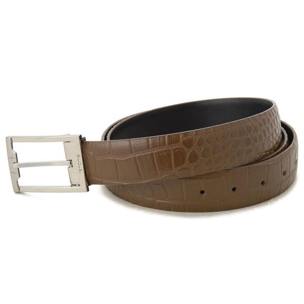レノマ ベルト メンズ renoma 42 牛革 クロコ型押し ビジネス ベルト ブラウン