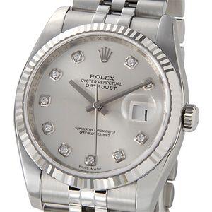 ロレックス ROLEX 116234 G デイトジャスト シルバー ダイヤモンド10P メンズ 腕時計 新品 当店5年保証｜s-select