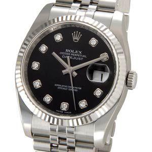 ロレックス ROLEX 116234 G-BK デイトジャスト ブラック ダイヤモンド10P メンズ 腕時計 新品 当店5年保証｜s-select