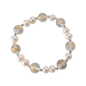 【開運/パワーストーン】 天然石水晶 七福神 ブレスレット 淡水パール 8mm 新品 （細かいキズが...