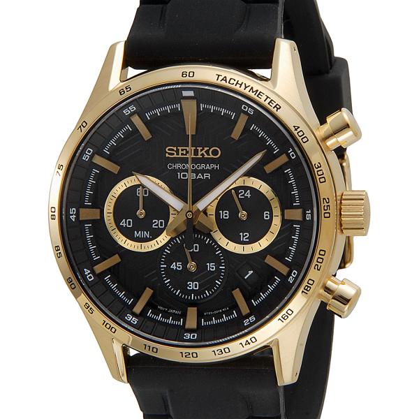 只今決算セール SEIKO セイコー メンズ SSB446P1 クロノグラフ ブラック×ゴールド 海...
