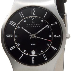 スカーゲン SKAGEN メンズ 腕時計 233 XXLSLB 233シリーズ Denmark Classic ブラック×シルバー ブラックレザー 革ベルト