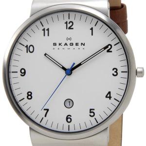 スカーゲン SKAGEN メンズ 腕時計 SKW6082 KLASSIK Leather クラッシック レザー ホワイト ブラウン レザーベルト 革ベルト