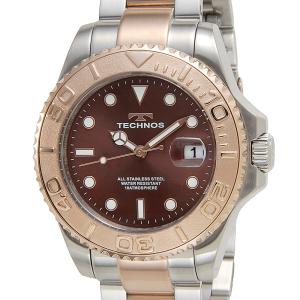 サマータイムセール TECHNOS テクノス T9C29AP 100周年記念モデル ブラウン×ピンクゴールド メンズ 腕時計